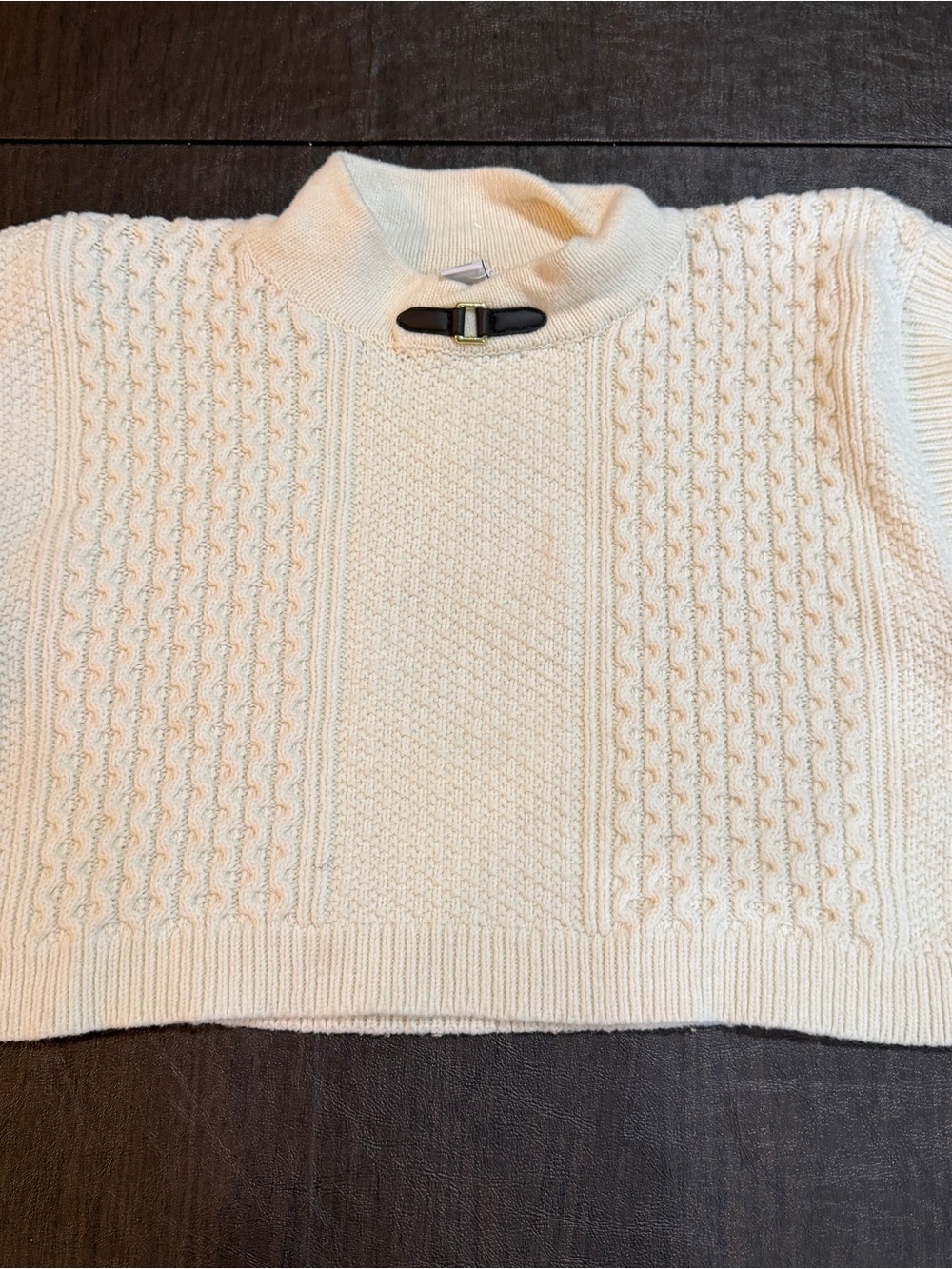 Janie and Jack Cream Cable Knit Mock Neck Sweater Capulet with Toggle Sz 2T